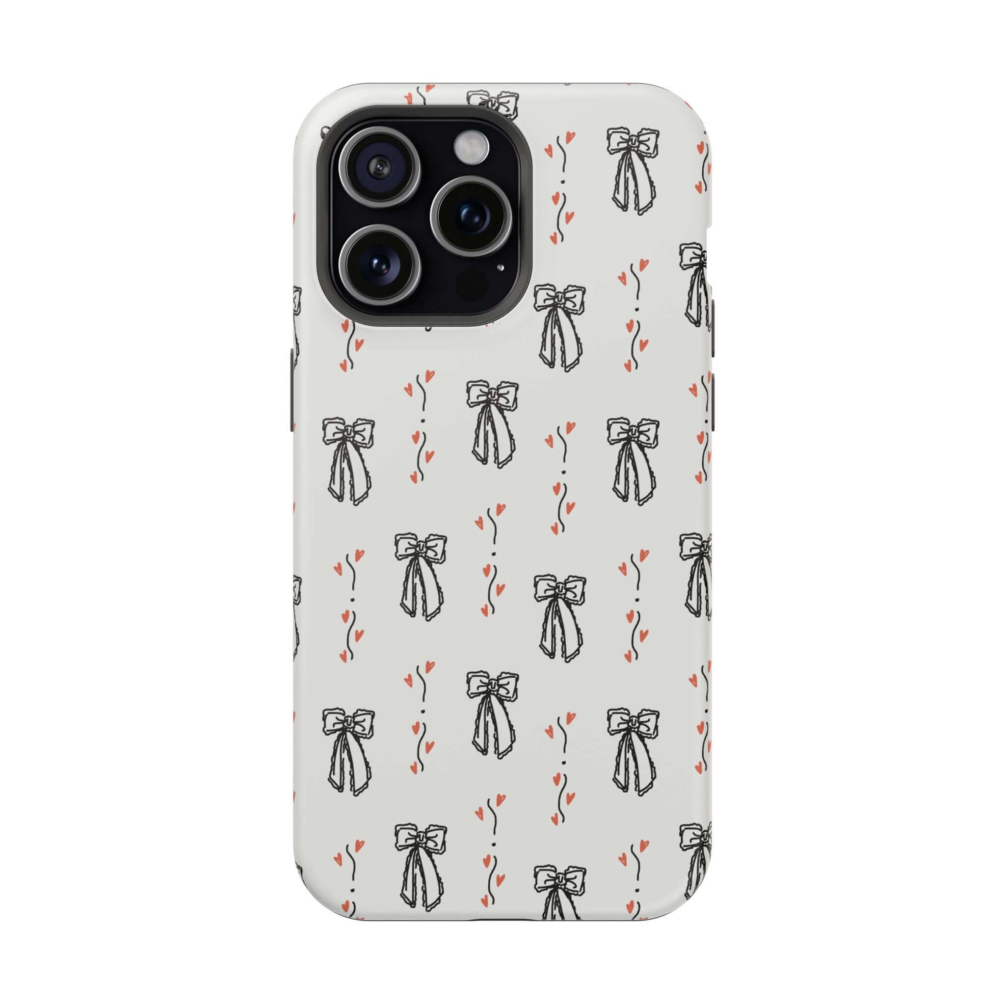 Vintage Coquette phone case with black bow design for iPhone 16. Cute and stylish choice for fashion-forward phone users.