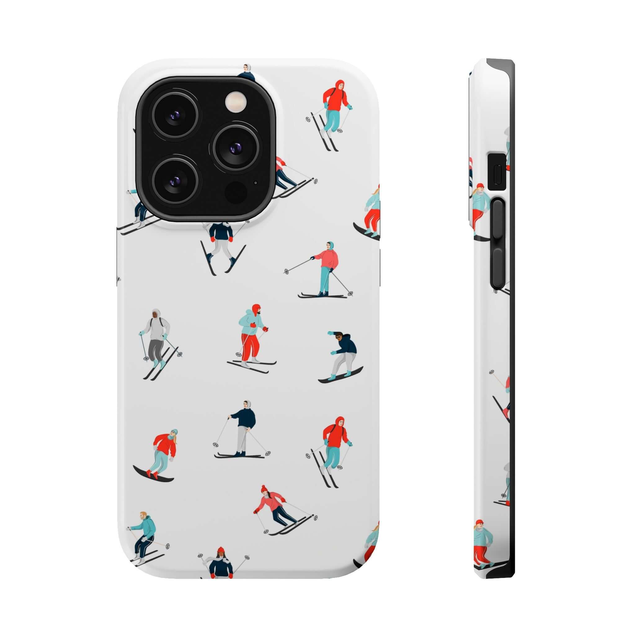 Cute Phone Cover featuring skiers on a snowy slope, perfect Phone Case for iPhone lovers who enjoy winter sports.