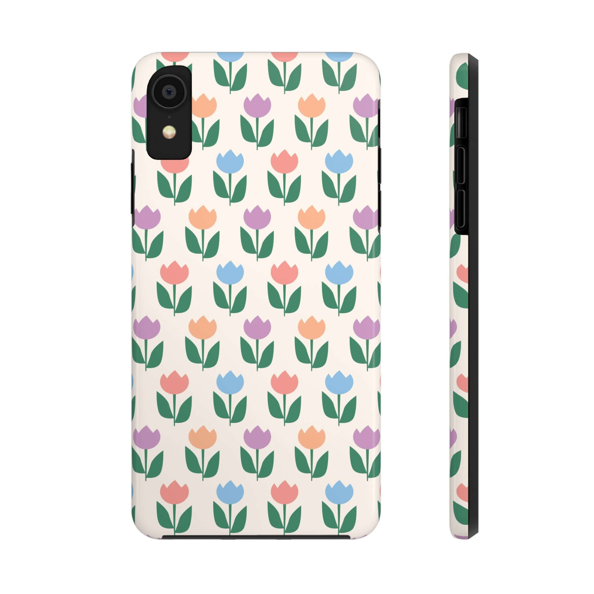 Stroll through Amsterdam Tulip Case for iPhone 14 Pro Max with vibrant colorful flowers and playful tulip design.