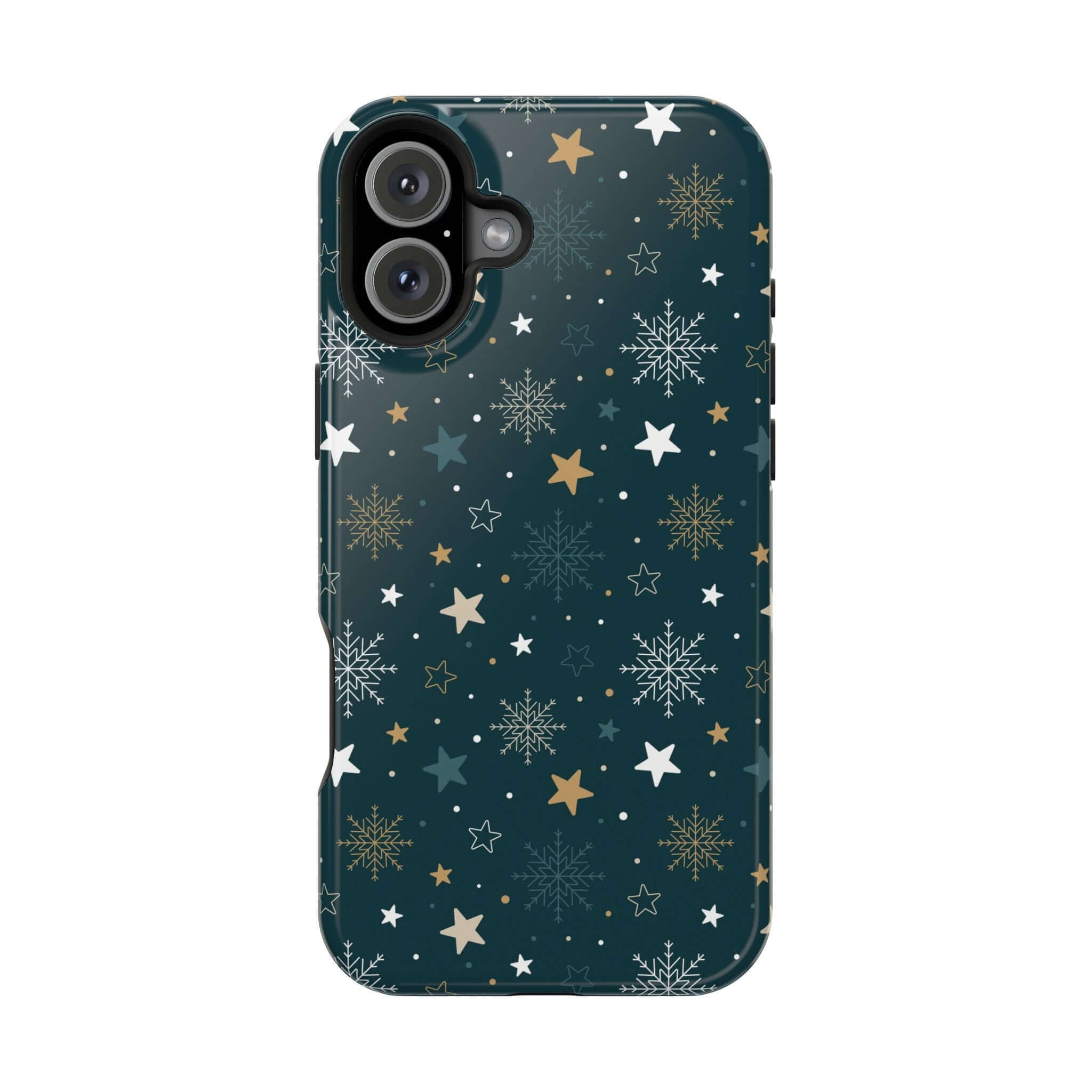 Frosted Wishes MagSafe Case with star and snowflake holiday design; a cute Christmas phone case for festive cheer.