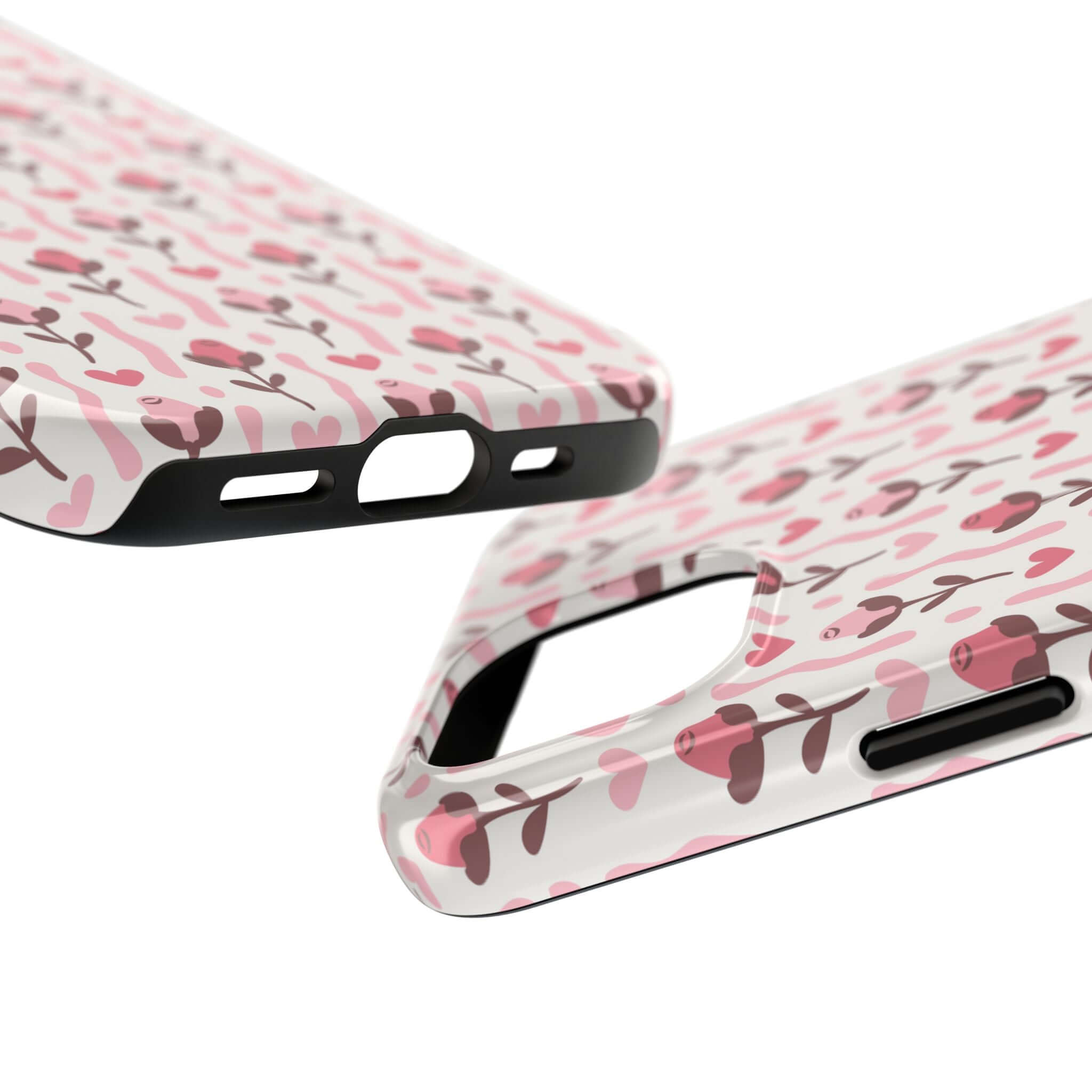 Cute iPhone case with red roses and charming coquette design, perfect custom phone cover for iPhone with free shipping.