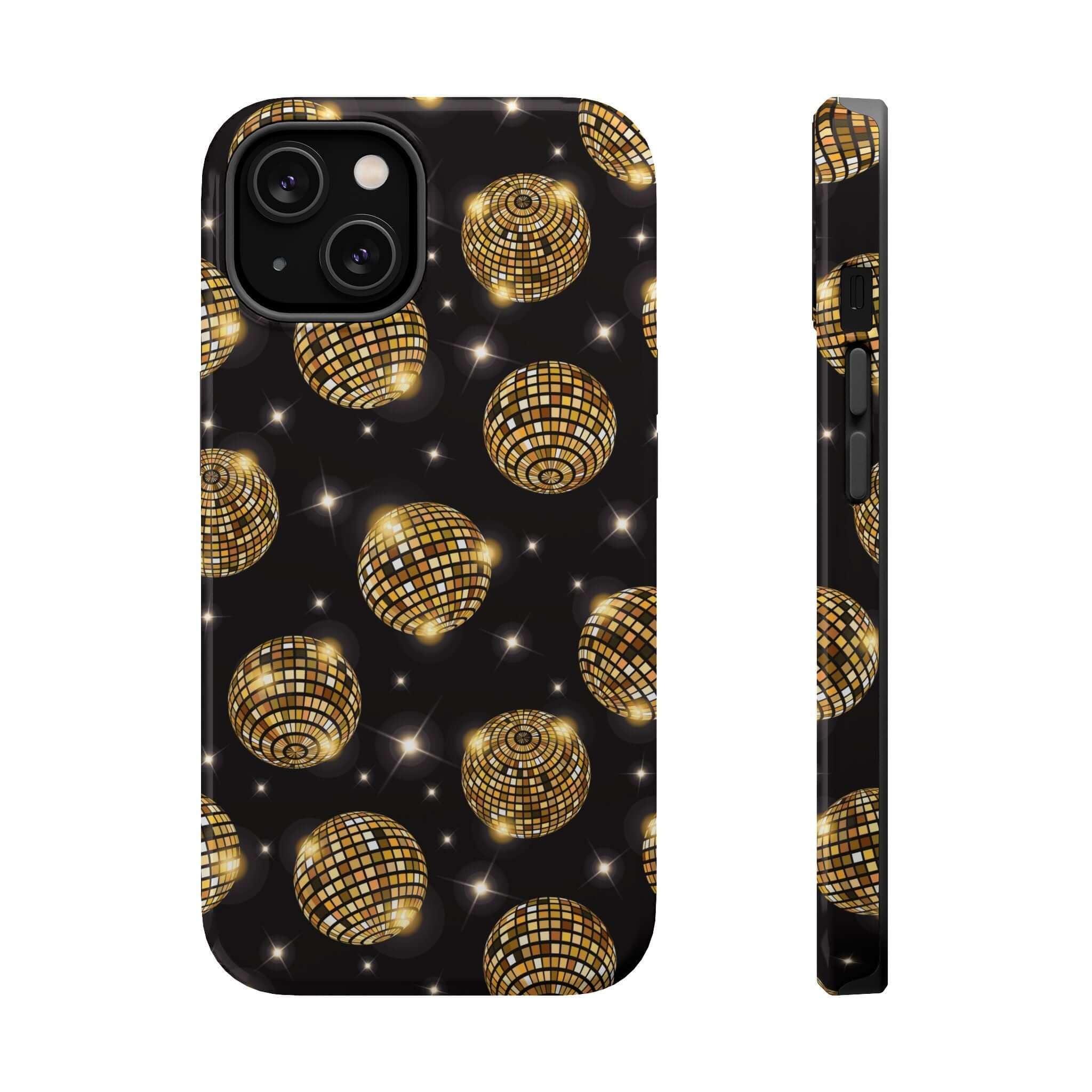 Dance the Night Away Gold Disco Case for iPhone 14 with shimmering disco ball design, free shipping, cute phone cover