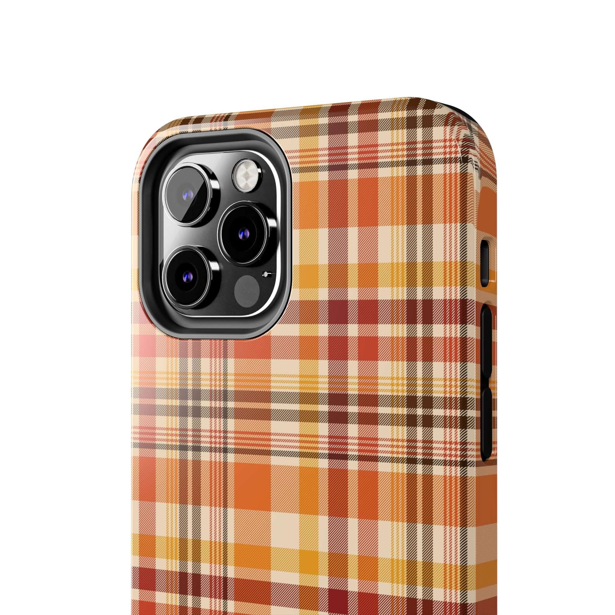 Fall Plaid iPhone Case with Autumn Colors - Cute and Stylish Halloween Phone Case