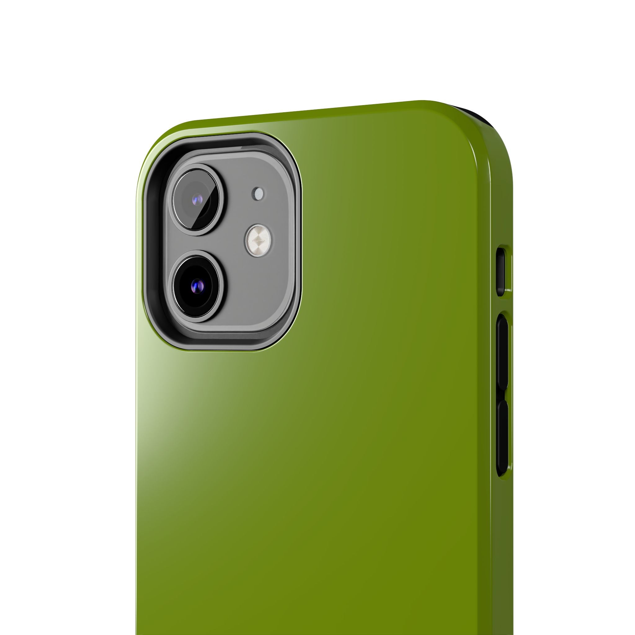 Solid green cute iPhone case offering protection and style. Ideal floral phone accessory for scratch resistance.