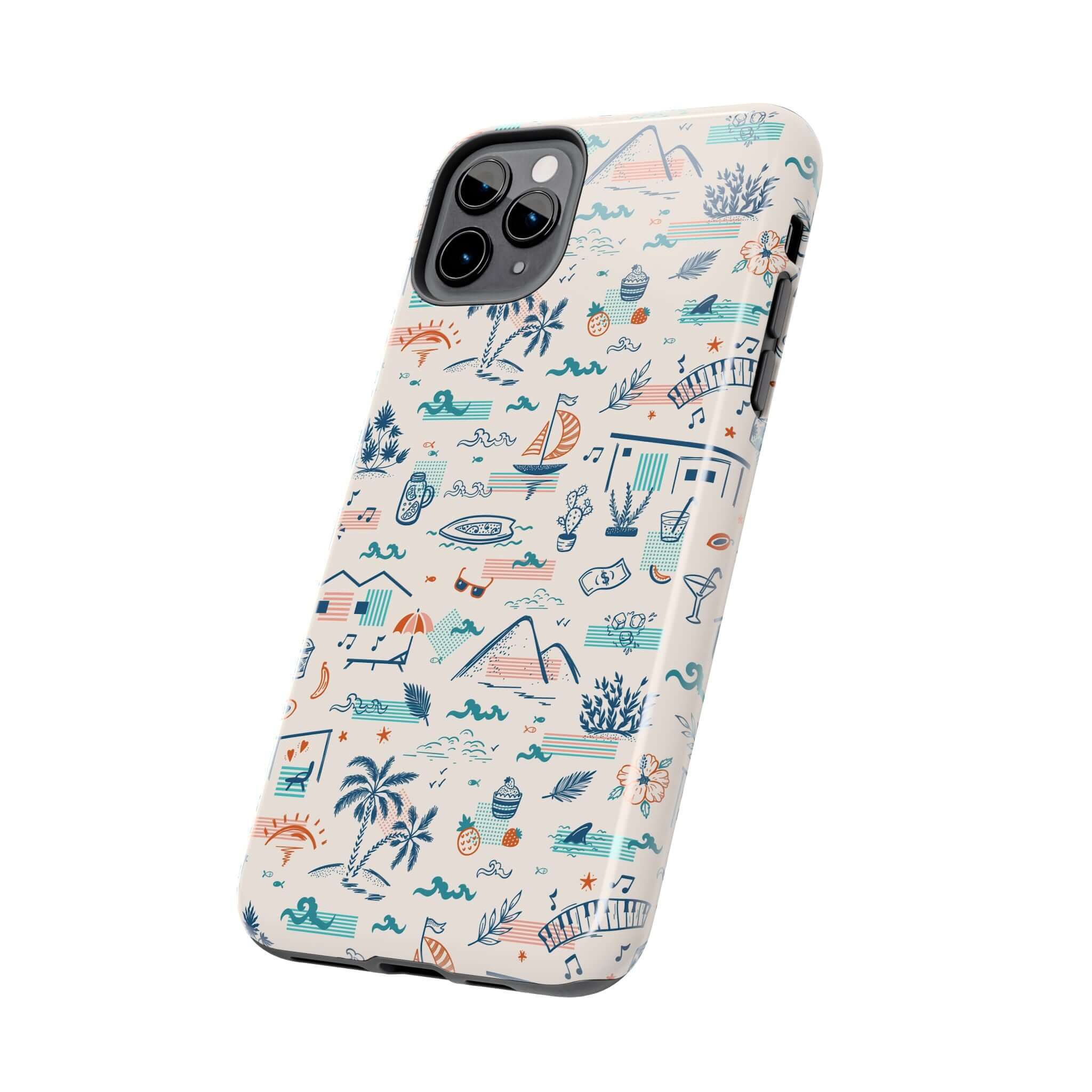 Colorful Forever on Vacation summer-themed iPhone case with cute beach illustrations and playful design.