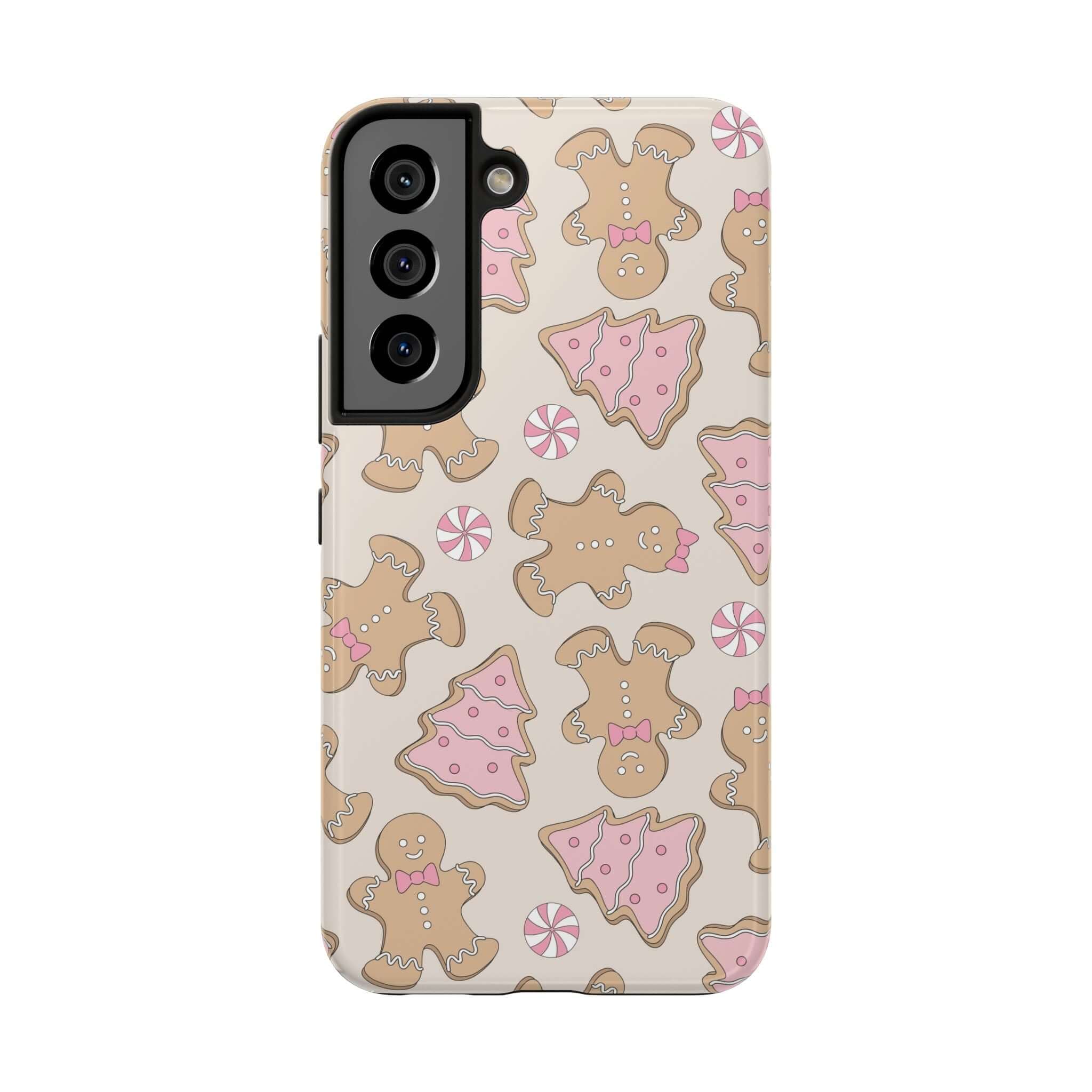 Cute Gingerbread Girlie Christmas phone case with festive holiday design, perfect for iPhone, colorful and protective cover.