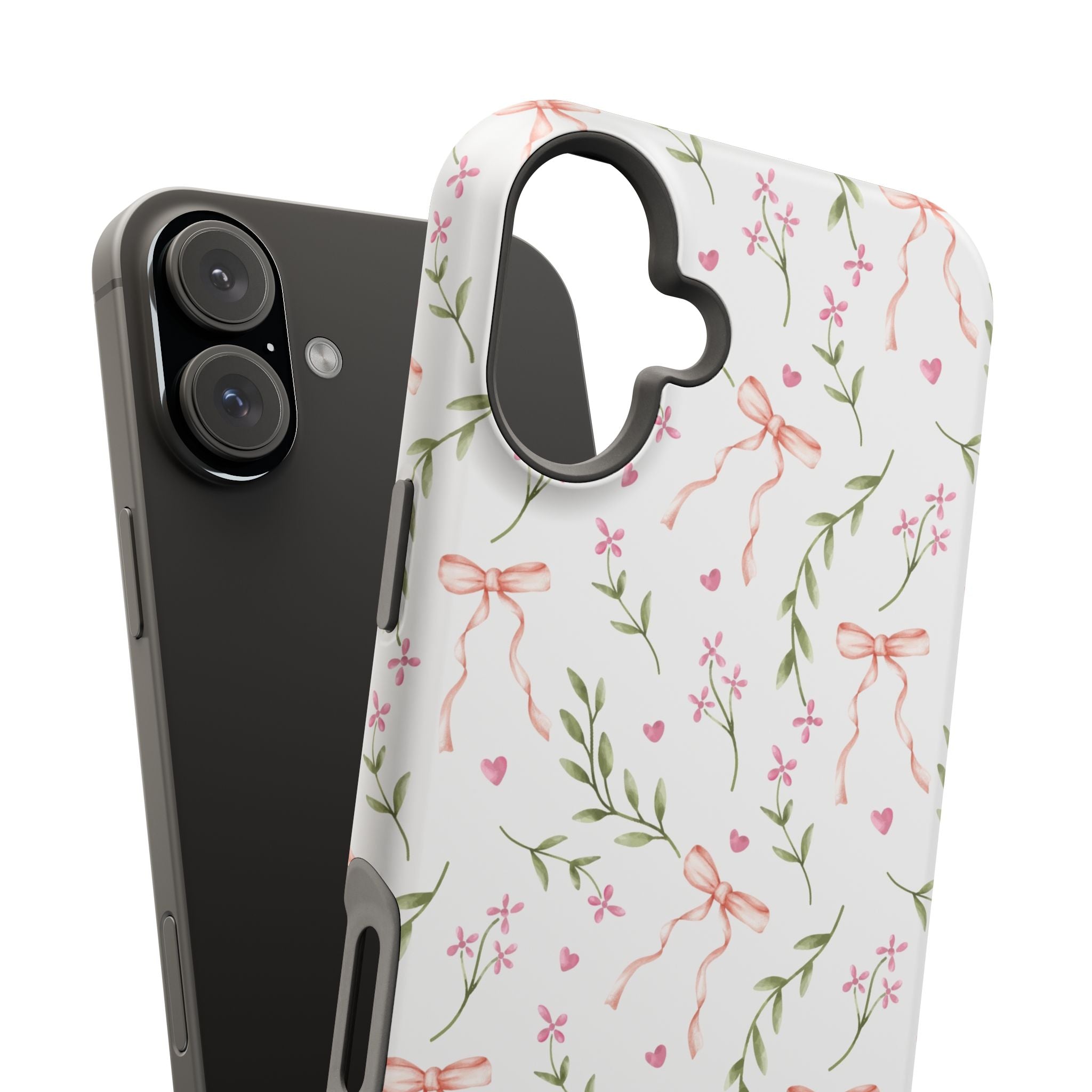 Pink Coquette Case by Darling Daydream with floral and bow design for MagSafe iPhone, a cute and stylish phone cover.