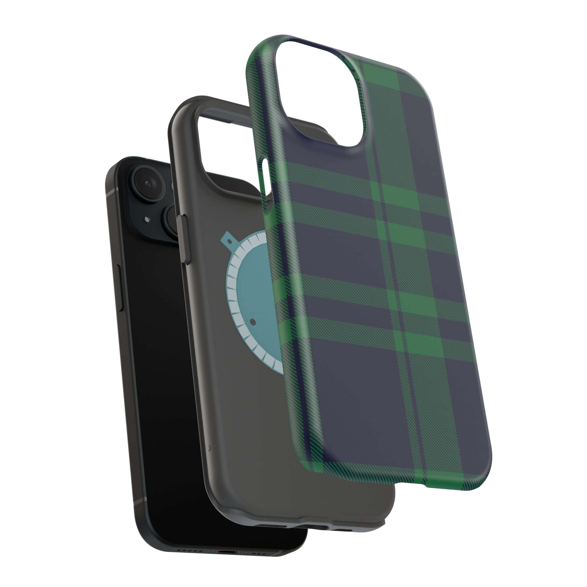 Mistletoe Plaid MagSafe Phone Case showcasing a festive plaid design, perfect for holiday cheer and protection.