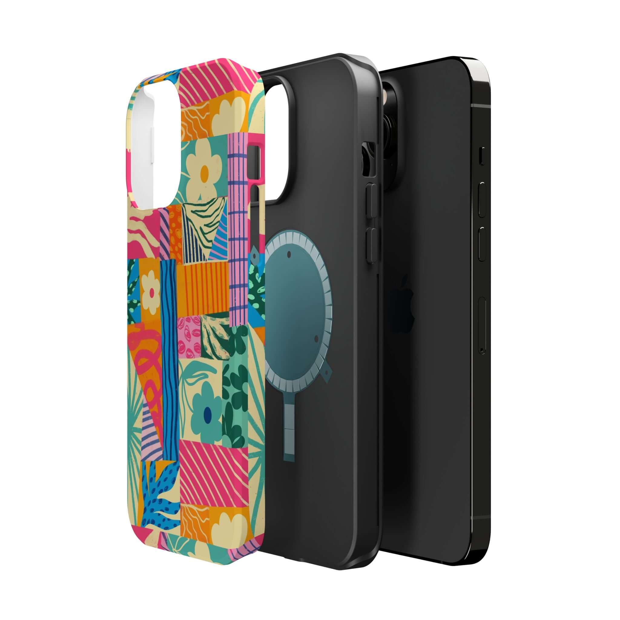 Colorful Patchwork Phone Case for iPhone, Cute Design, Sunny Tides Collection, Perfect for Beach Lovers, Fun and Stylish Protection