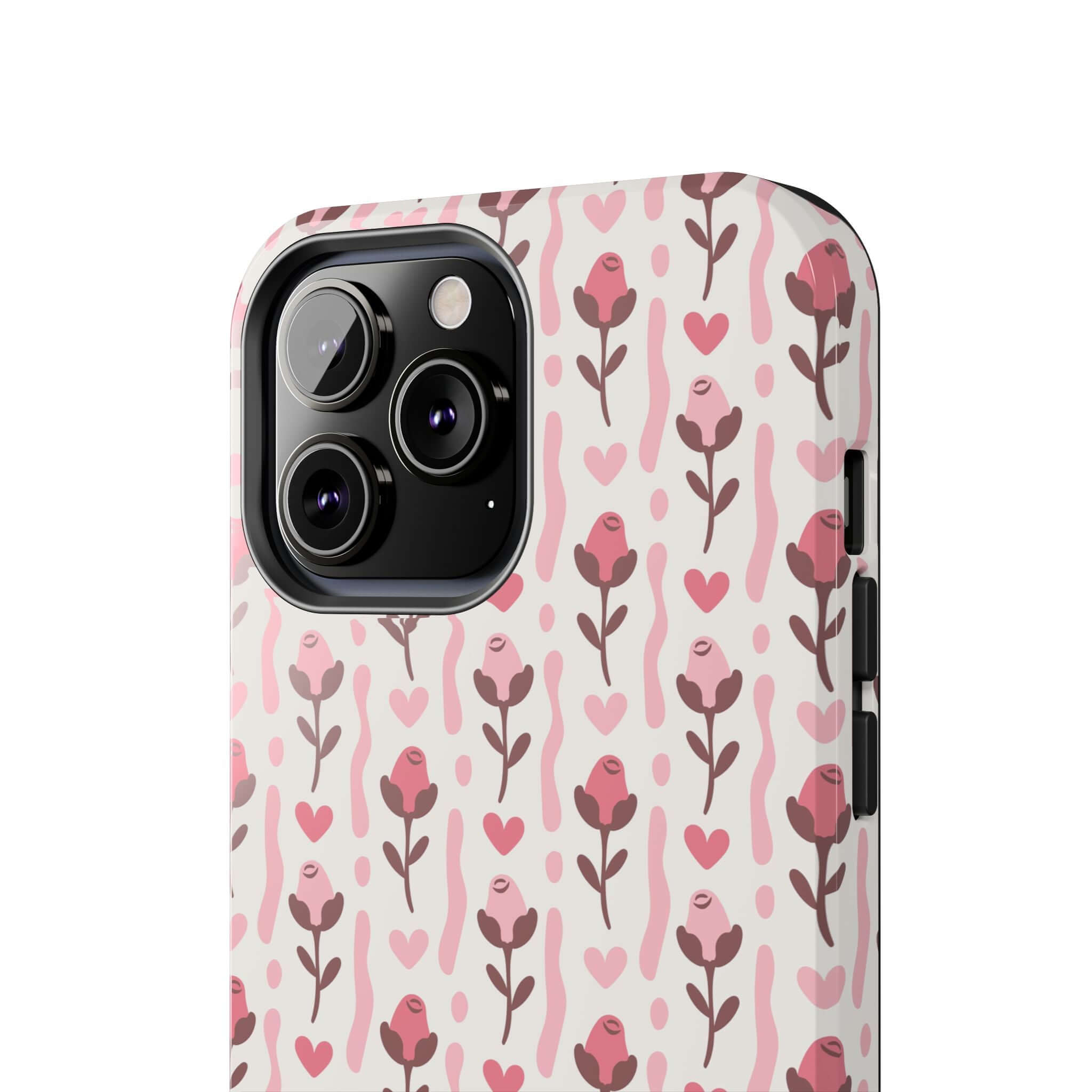 Cute custom iPhone case with red rose design and coquette pattern. Free shipping available. Phone cover for iPhone.