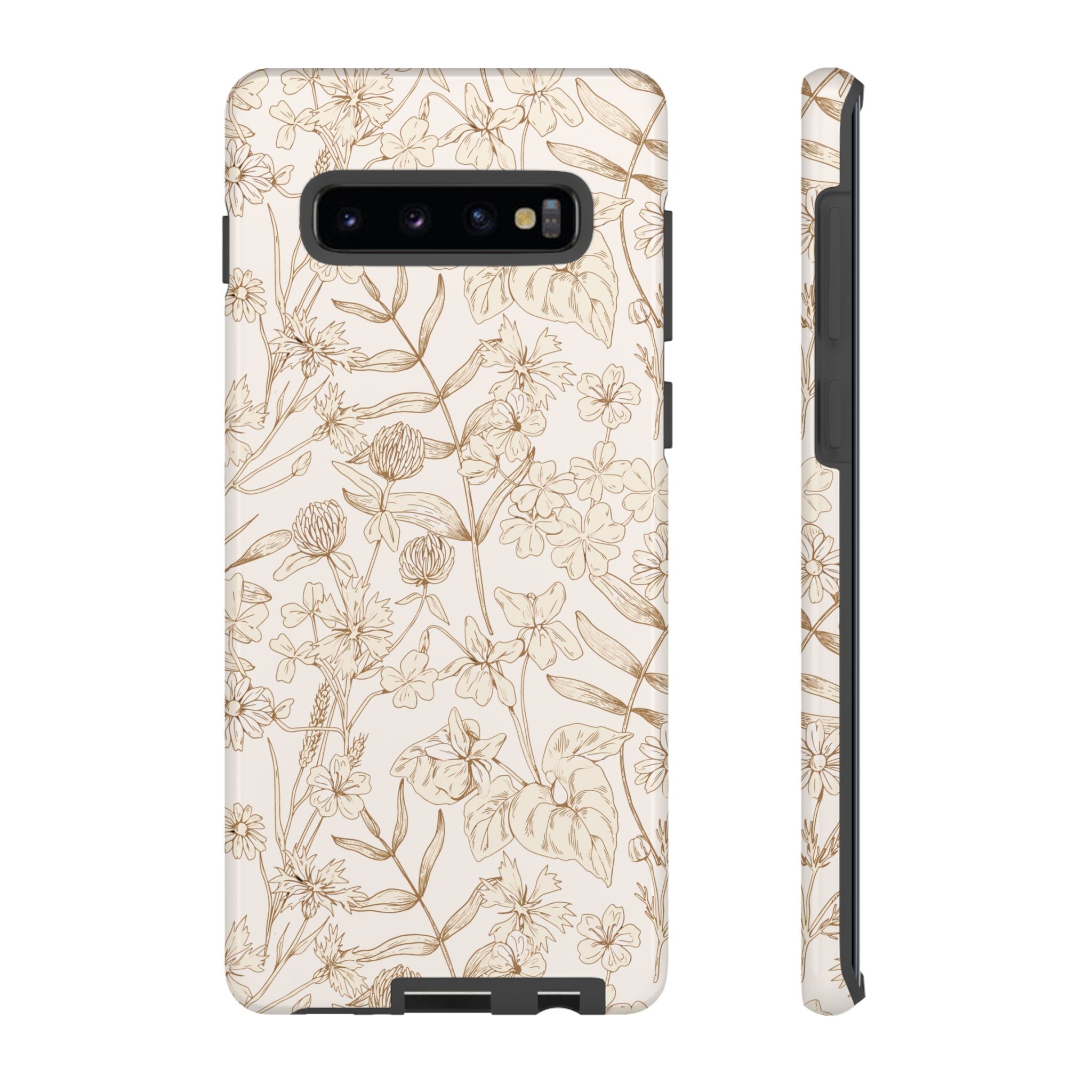 Cute Beige Thyme Tan Garden Phone Case with Floral Design for Samsung and iPhone 16, Adds Style and Protection