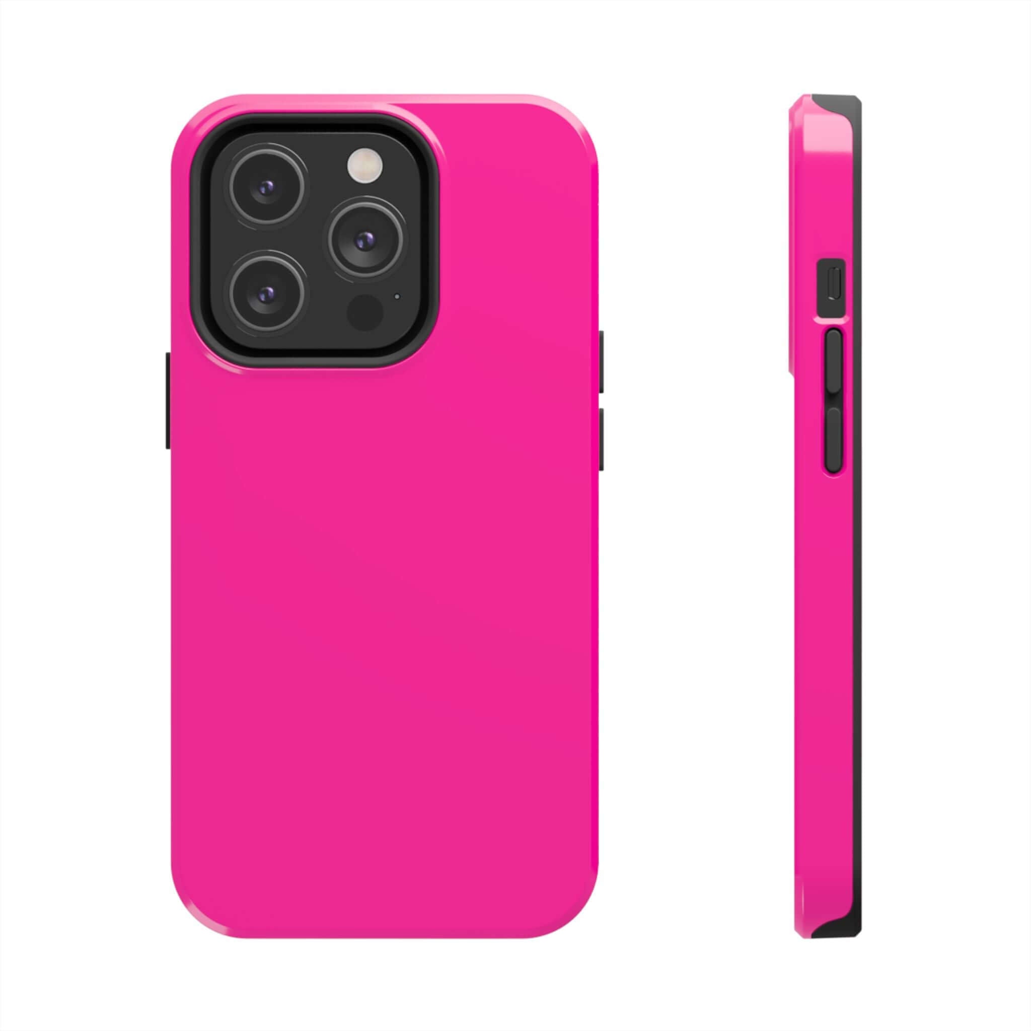 Neon pink iPhone case from the cutest phone case website with free shipping, featuring a vibrant, eye-catching design.