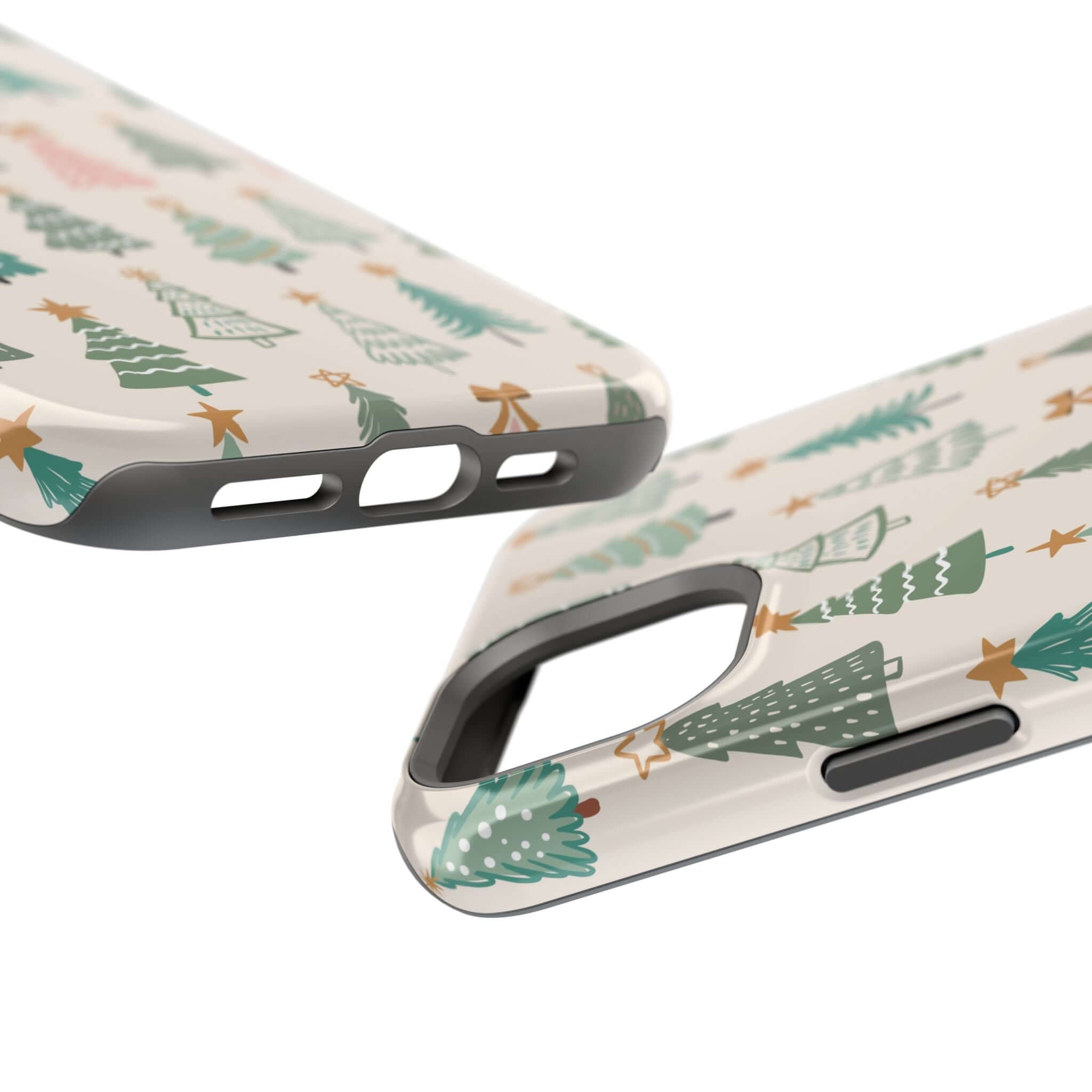 Festive Christmas tree MagSafe phone case with holiday design, featuring a durable and cute xmas phone cover.