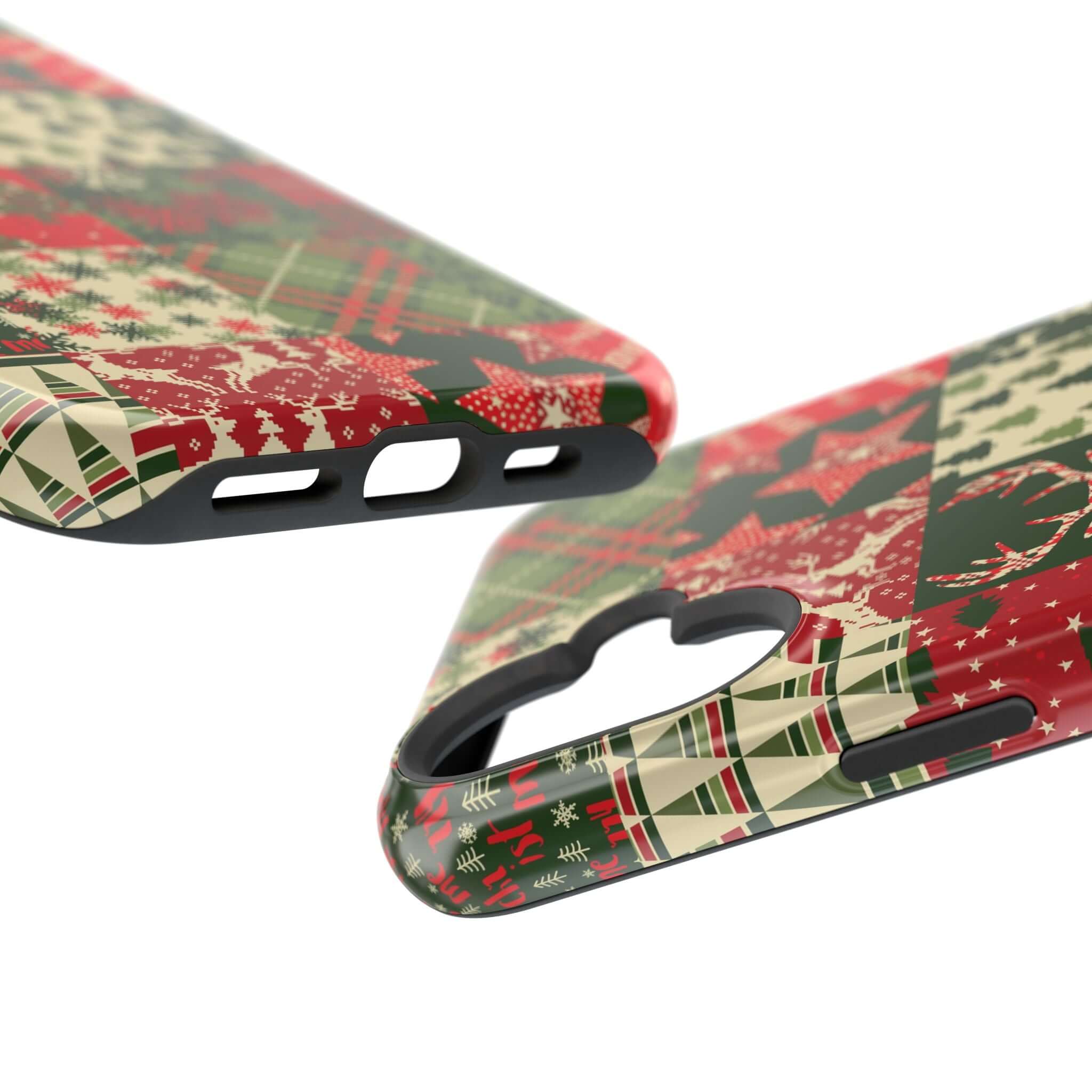 Cozy Quiltmas MagSafe case with festive holiday design, perfect Christmas case for a snug fit and secure phone attachment.