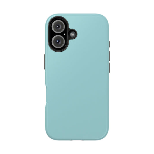 Minty Green solid teal phone case for iPhone 16 offering cute style and protection.