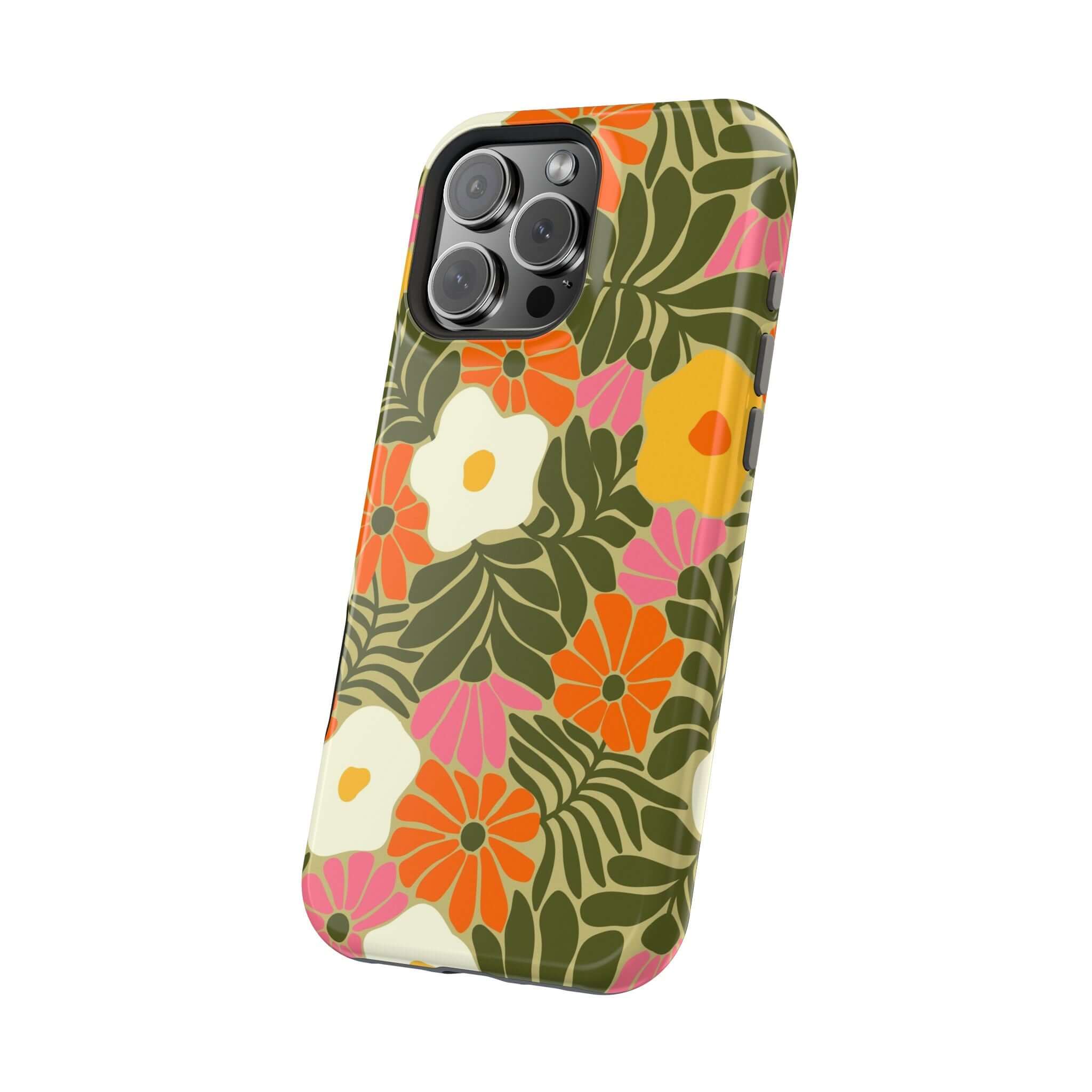 Cute phone cover featuring a retro tropical flower design for Apple iPhone, adding fun and style to your device.