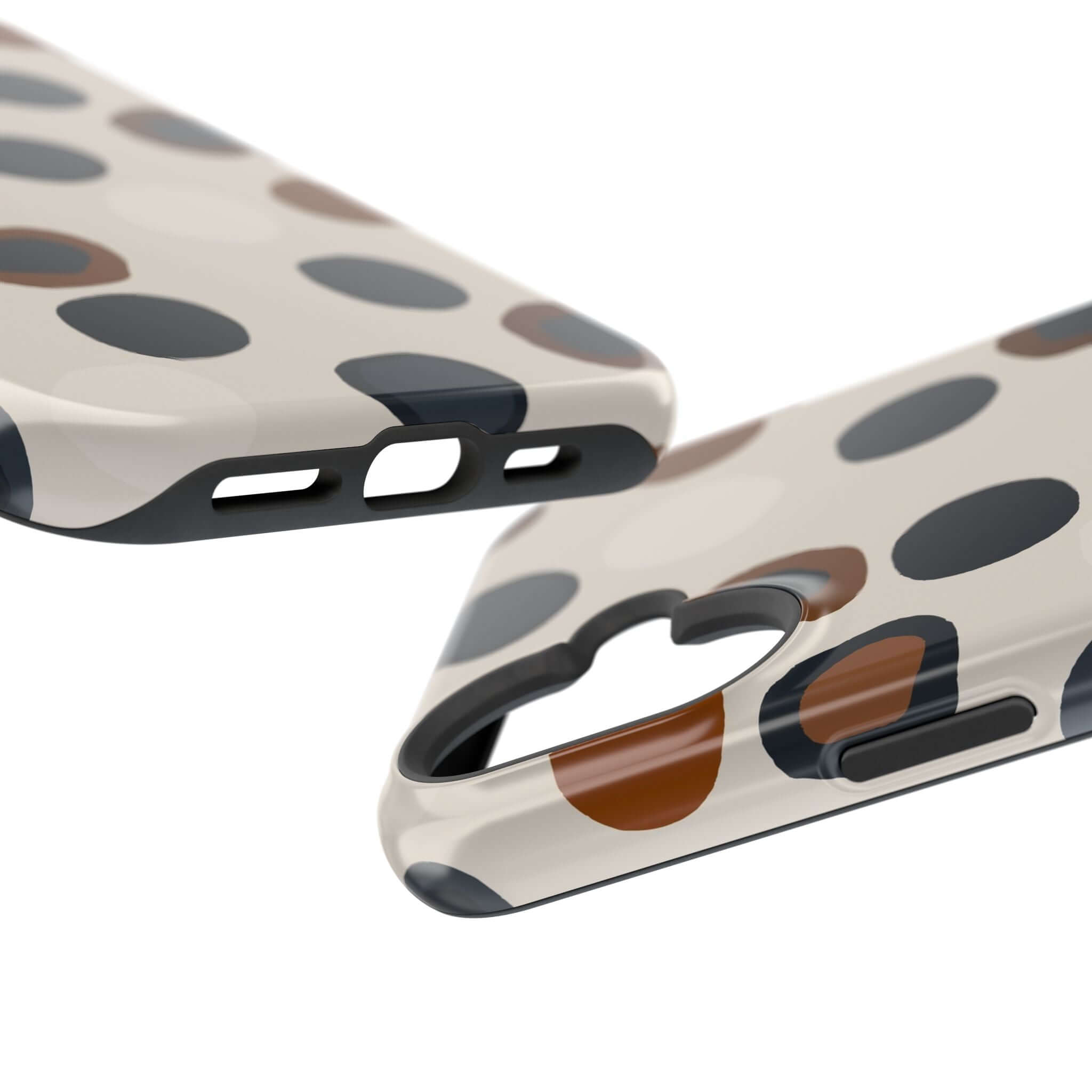 Modern Spots MagSafe iPhone case with brown and black abstract design, perfect for the chic, fashion-forward adventurer.