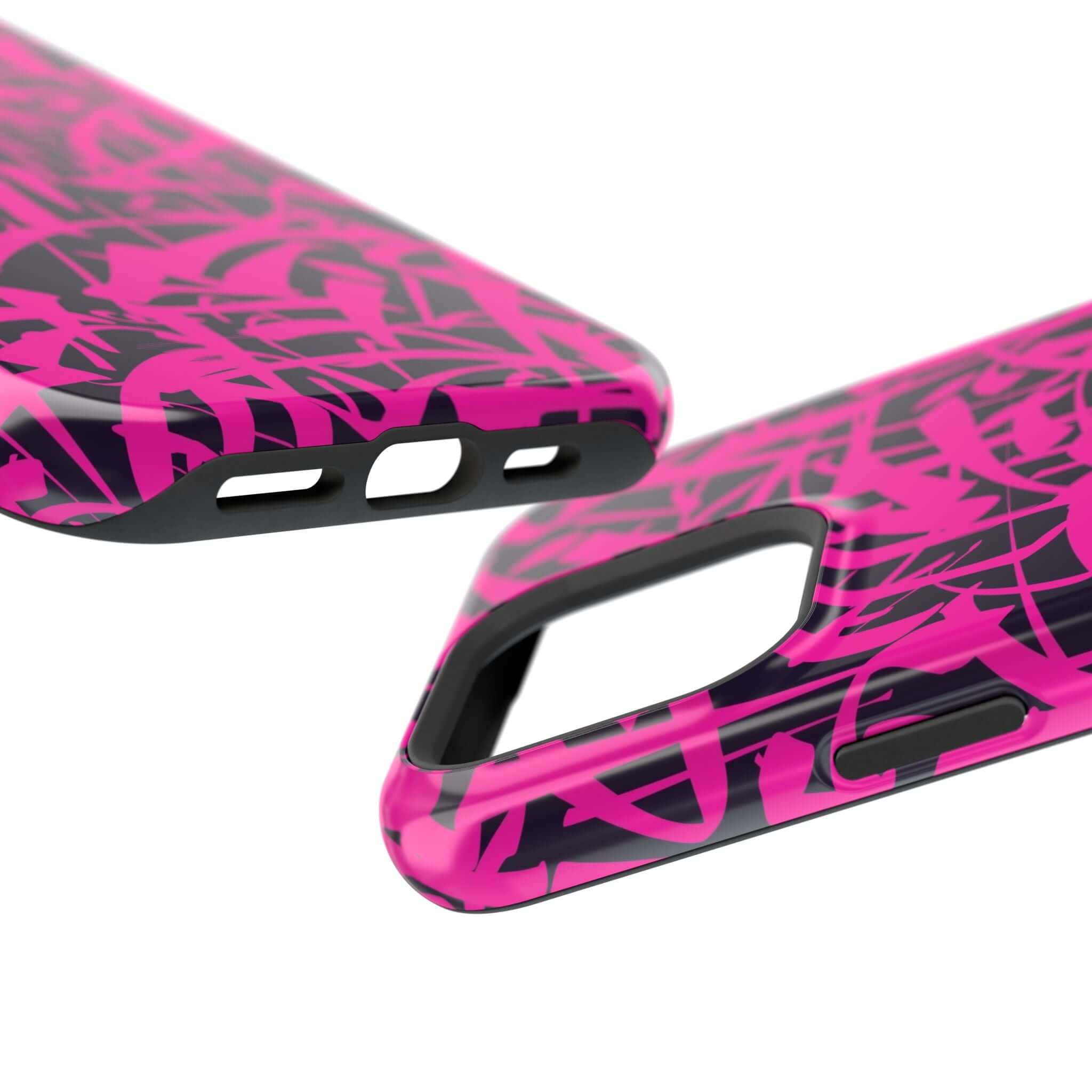 Close-up of the Midnight Pop Pink Art Case, showcasing its colorful design and stylish, protective features for iPhone.