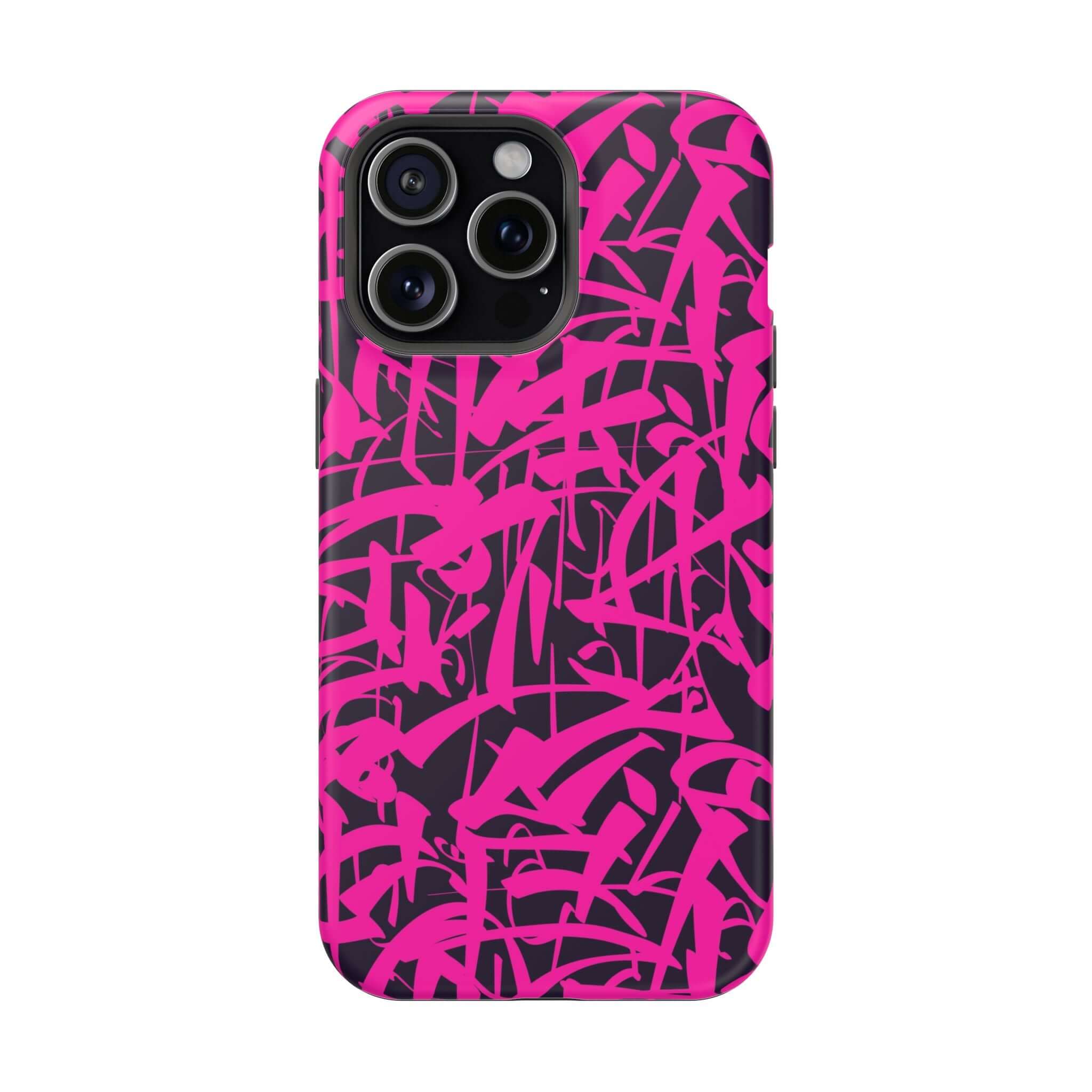 Cute pink art phone case for iPhone featuring unique graffiti-style design, perfect for artistic protection.