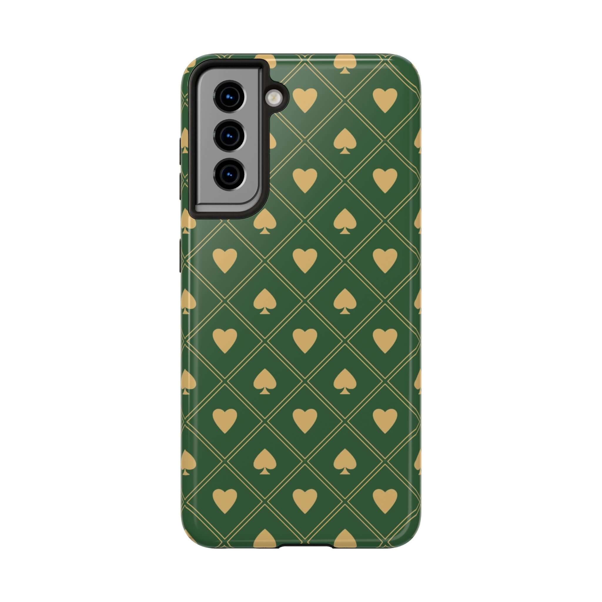 Royal Flush Green Phone Case with Spade Design for iPhone and Samsung - Cute and Stylish Phone Cover with Free Shipping