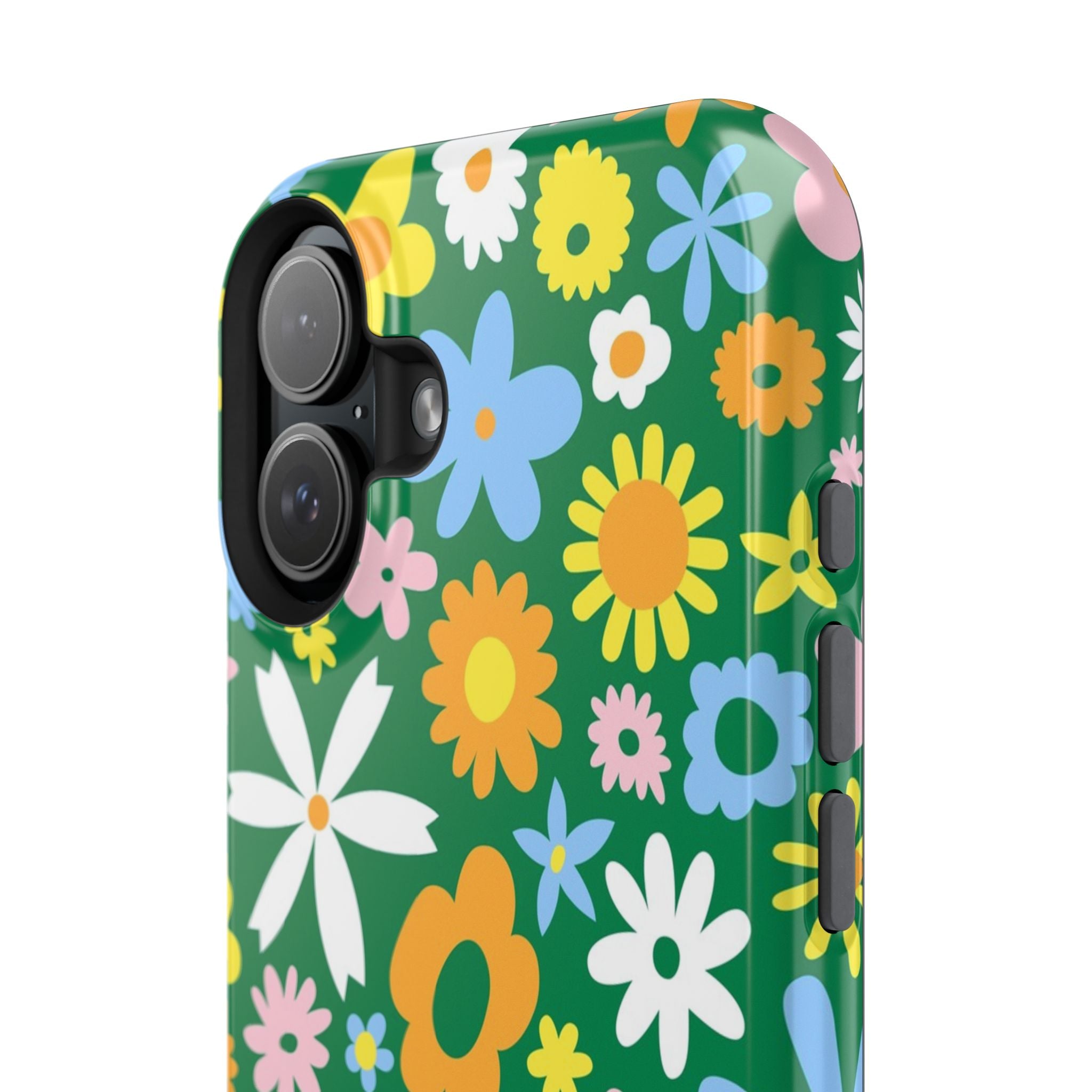 Vibrant Hippie Floral MagSafe iPhone Case with Colorful Flowers, Cute Phone Cover for a Playful Style.