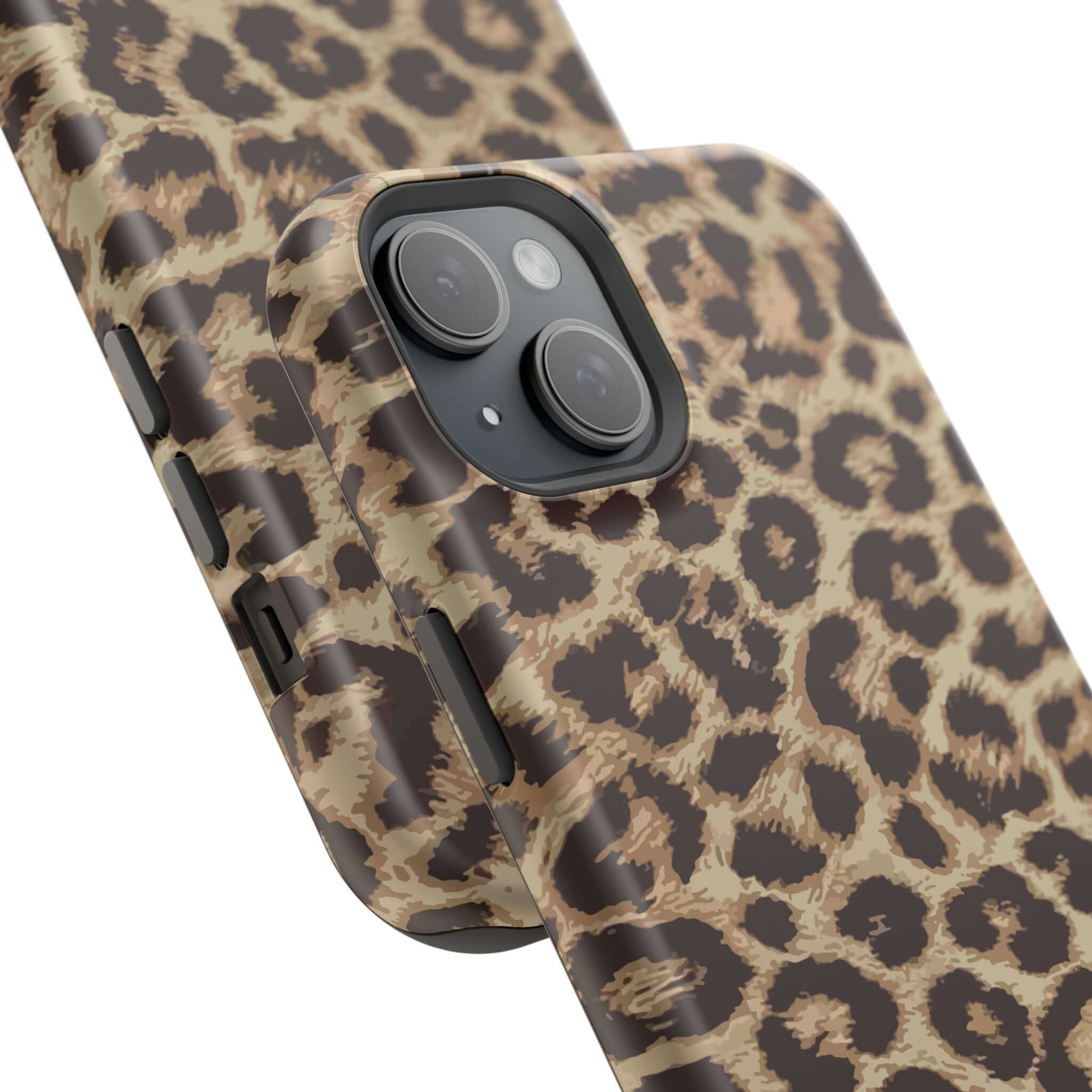 Cute Savannah Rush Cheetah Case with animal print, designed for iPhone 16, featuring MagSafe compatibility for stylish protection.