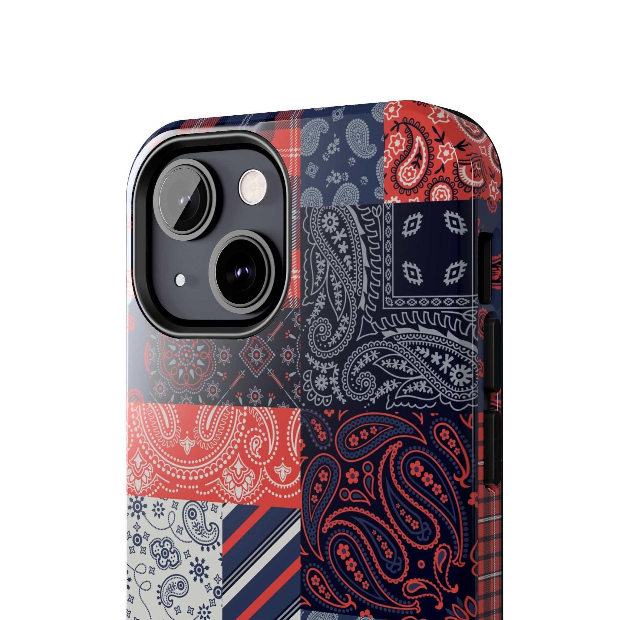 Boho Bandit Bandana Patchwork iPhone 14 Pro Case - Fashion-forward, cute, and bookish phone case protecting an iPhone in style