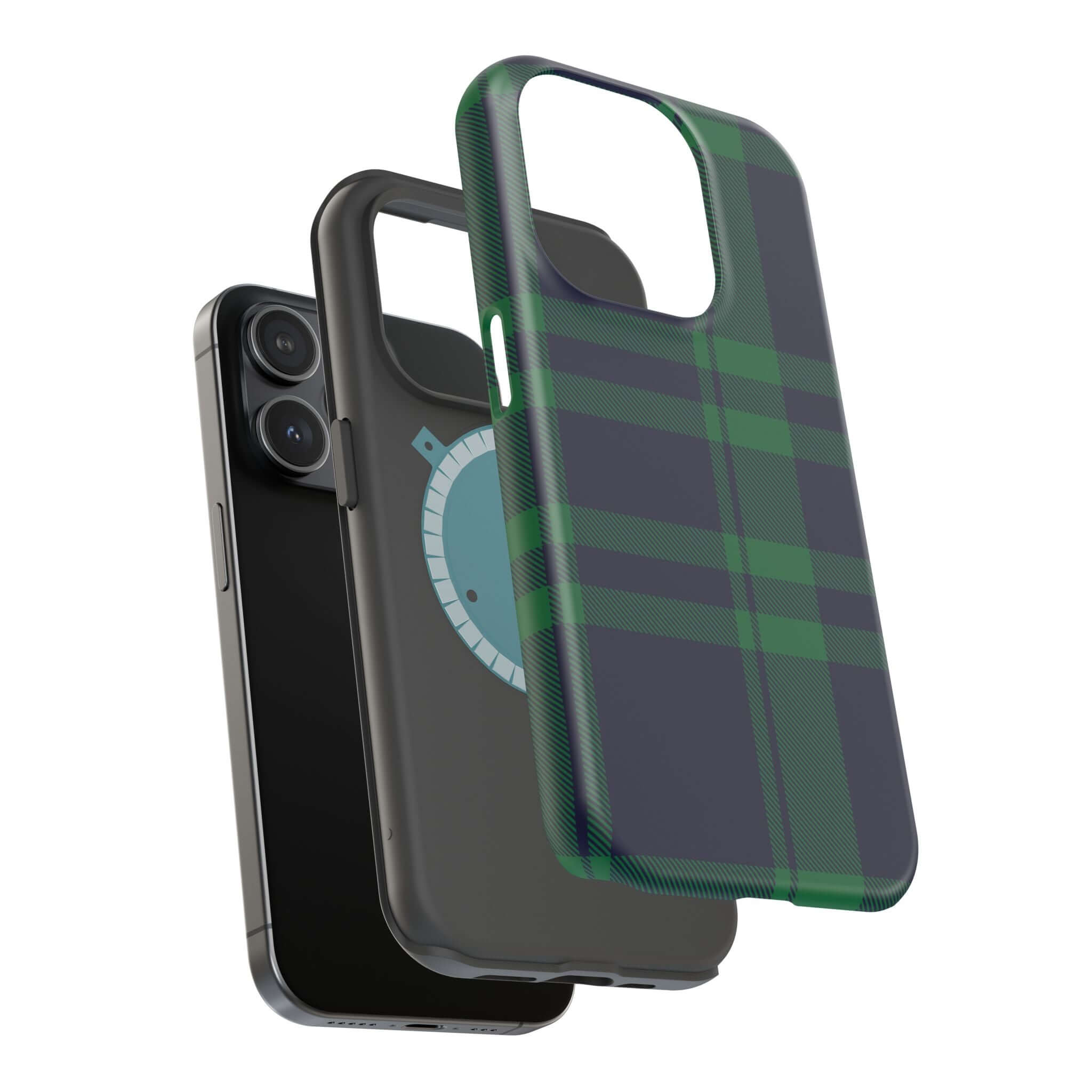 Cute Mistletoe Plaid MagSafe Case for iPhone, combining holiday cheer with phone protection in a stylish design.