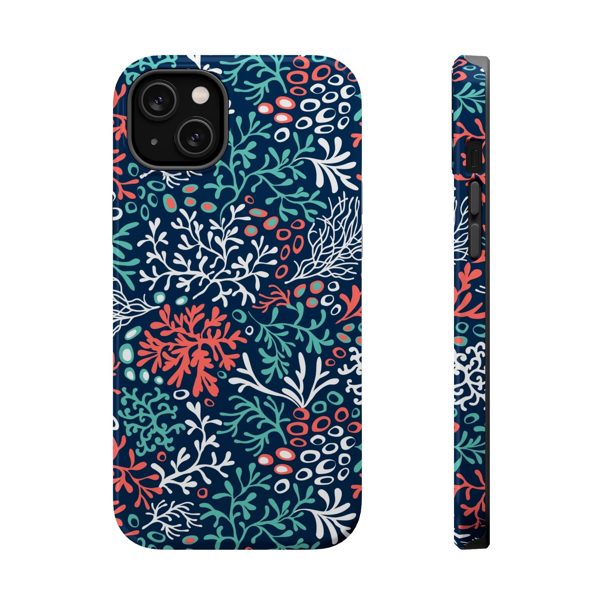 Cute Coral Reef Print Phone Case for iPhone 16 with Colorful Beachy Design