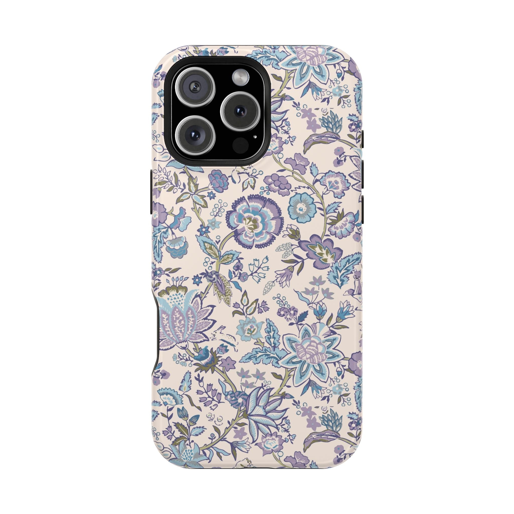 Blue CottageCore MagSafe iPhone Case with floral design, a cute phone cover that takes your tech on a whimsical garden stroll.