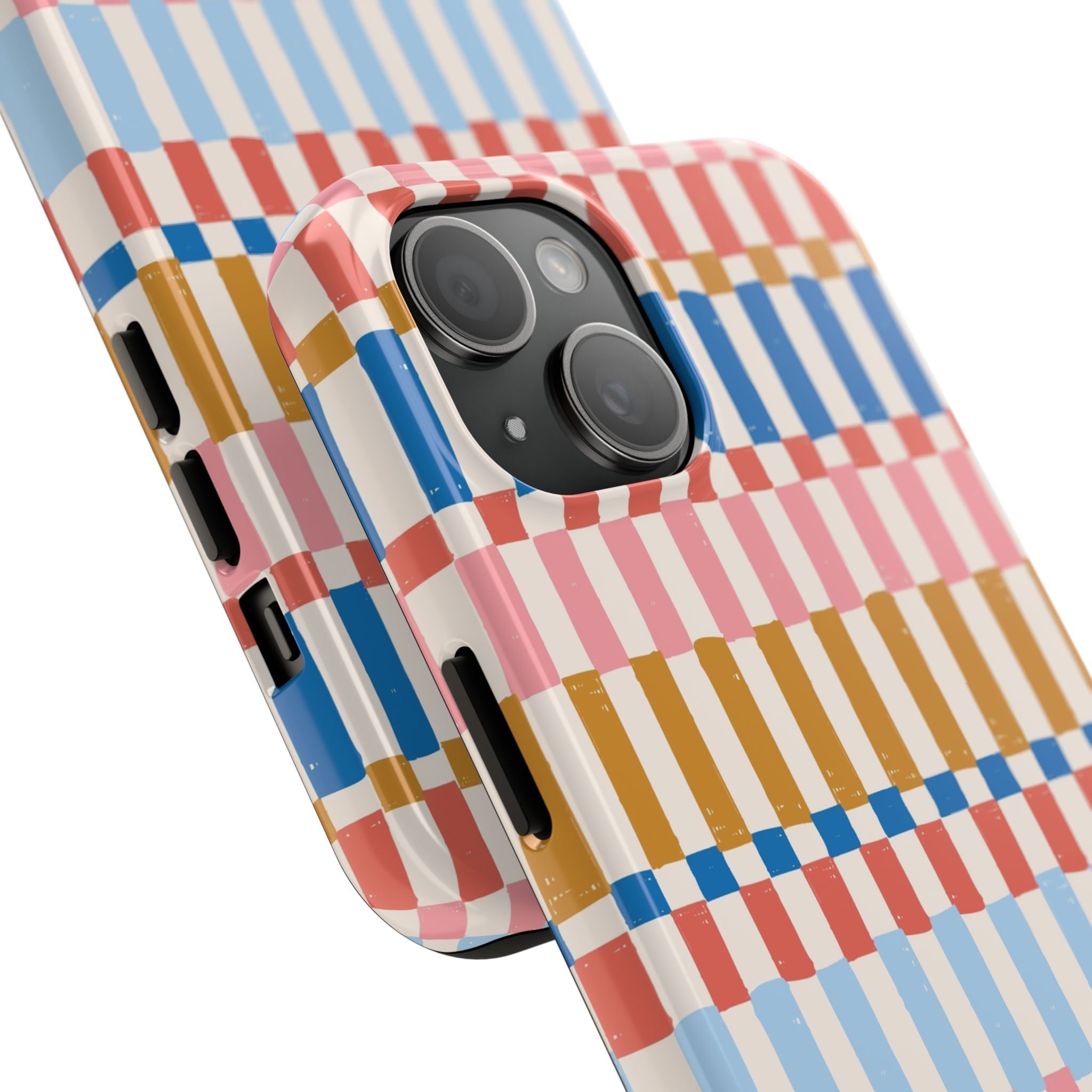 Colorwave Stripes Vintage iPhone Case with colorful patterns, offering stylish and protective cover. Cute iPhone case for vibrant style.