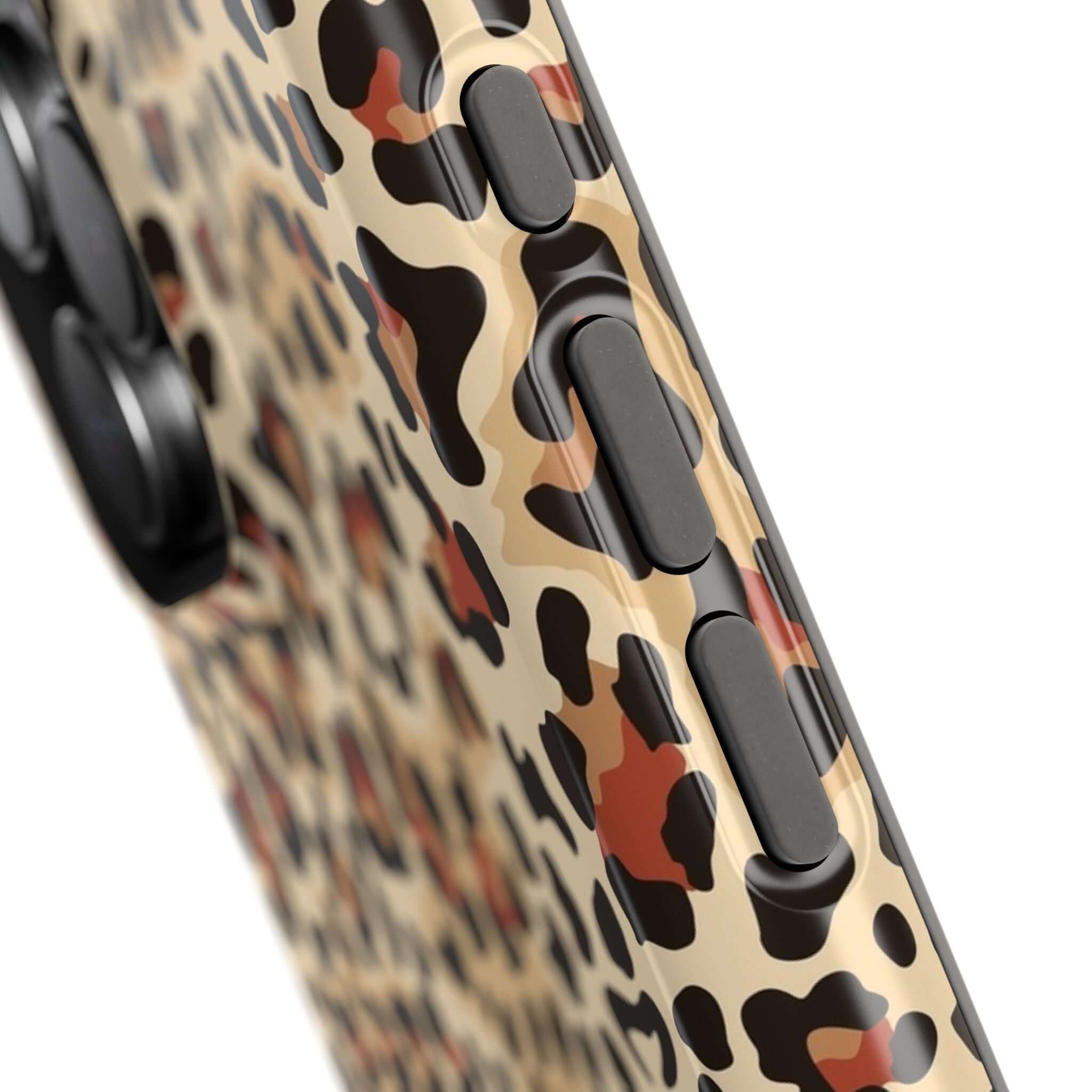 Leopard print iPhone case with MagSafe design, showcasing colorful, abstract animal pattern. Cute and stylish phone protection.