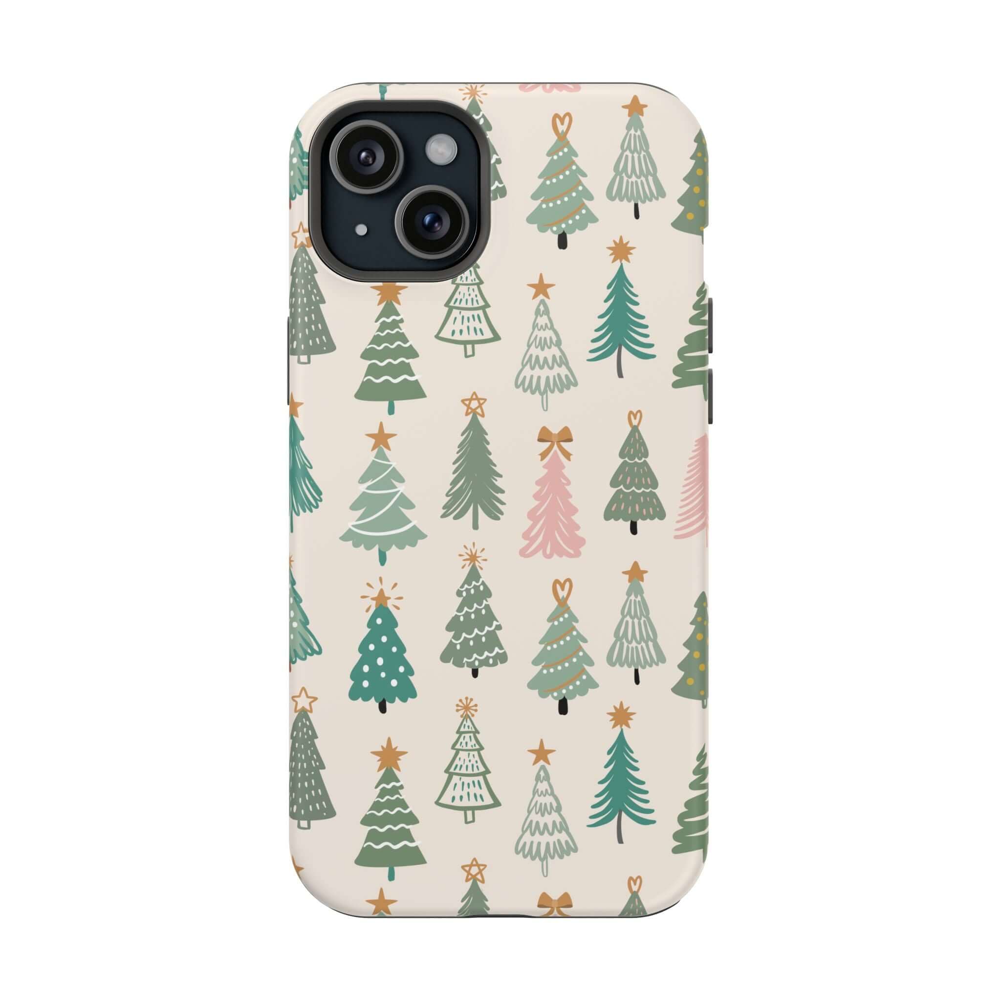 Festive O Christmas Tree MagSafe case with holiday tree design, ideal Xmas phone cover for a cute and protective holiday case.